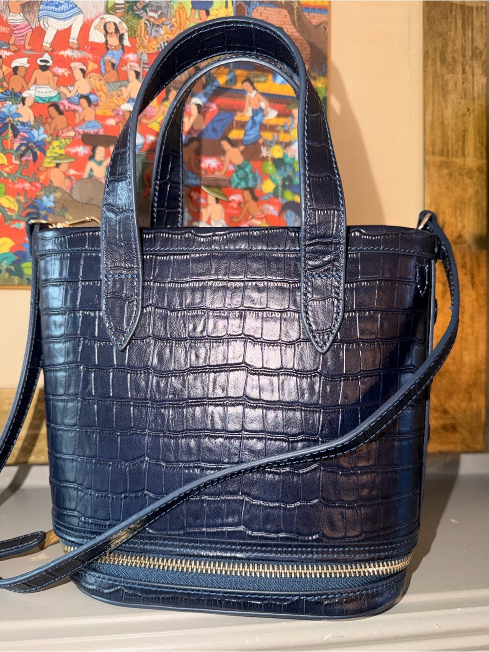 Neely & Chloe Structured Crossbody Blue Steel 8in NWOT Discontinued